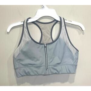 Athleta Exhale Sports Bra Gray Zip Up Lightweight Breathable Women's Sz Med